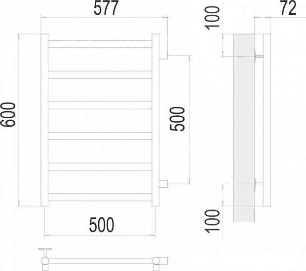 Полотенцесушитель TERMINUS Аврора П6 500x600 бп (сатин)- фото2