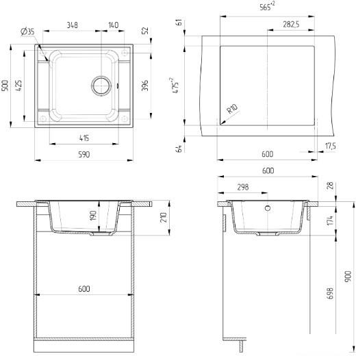 Кухонная мойка Ulgran U-604 (328 бежевый)- фото2