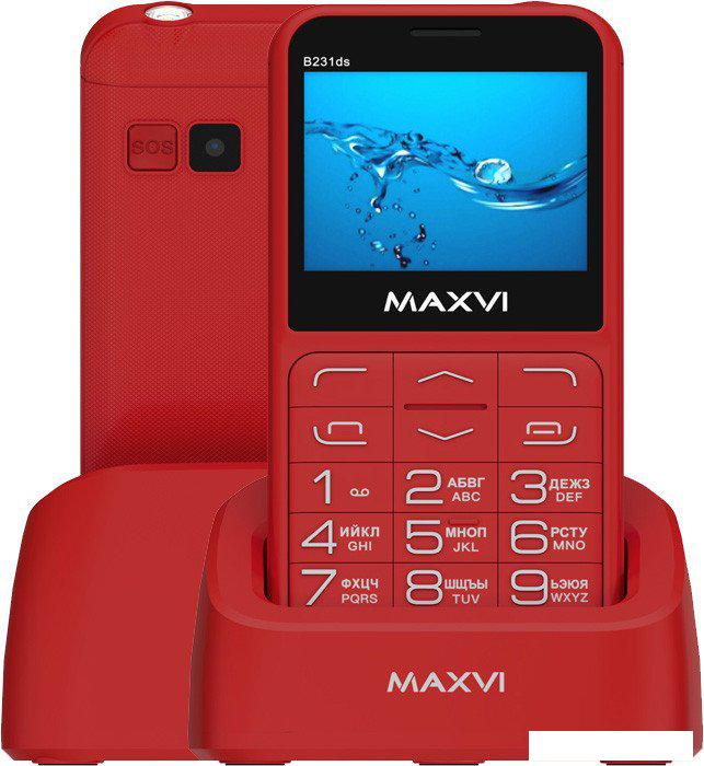 Кнопочный телефон Maxvi B231ds (красный)- фото