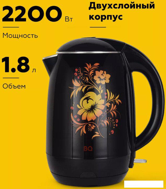 Электрический чайник BQ KT1702P (черный/цветы)- фото