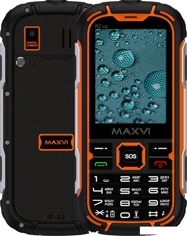 Телефон Maxvi R2 up (черный/оранжевый)
