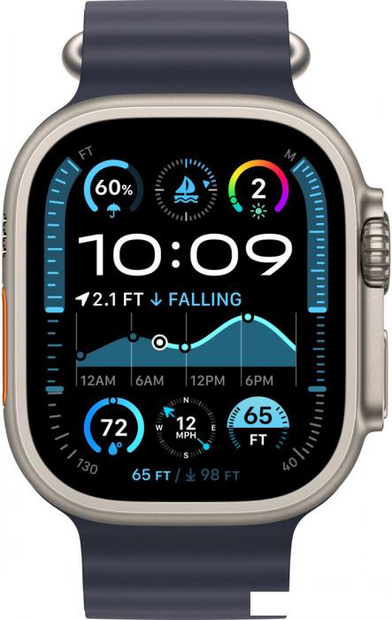 Умные часы Apple Watch Ultra 2 LTE 49 мм (титановый корпус, титановый/темно-синий, ремешок из эластомера)- фото2