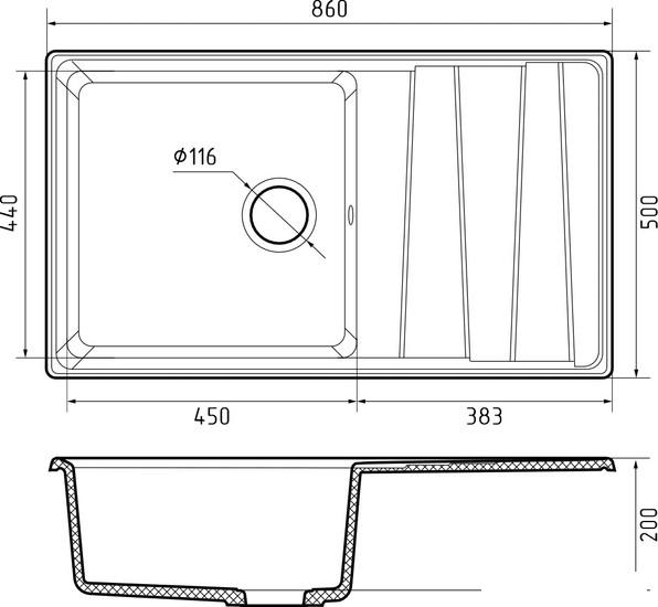 Кухонная мойка GranFest GF-LV-860L (кашемир)- фото3