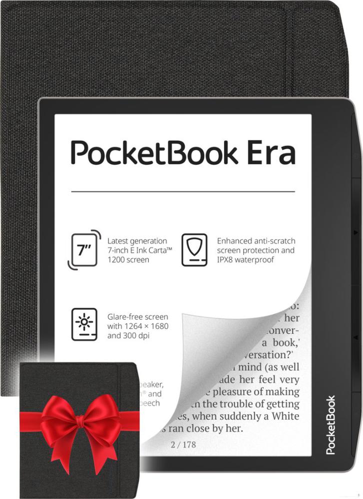 Электронная книга PocketBook 700 Era 16GB (черный/серебристый) + Обложка 700 Flip series, Black- фото