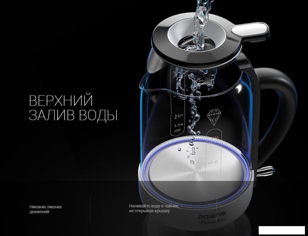 Электрический чайник Polaris PWK 1753CGL (черный/белый)- фото2