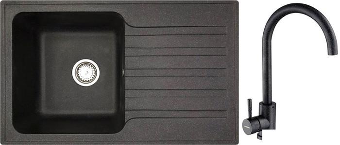 Кухонная мойка БелЭворс Styl L + смеситель W4998-3-22 (черный)- фото