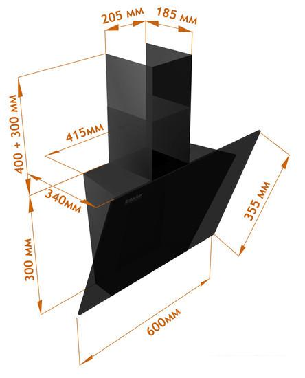 Кухонная вытяжка Backer AH60A-G6L200 BK Glass- фото2