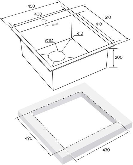 Кухонная мойка Paulmark PM214551-GM- фото4