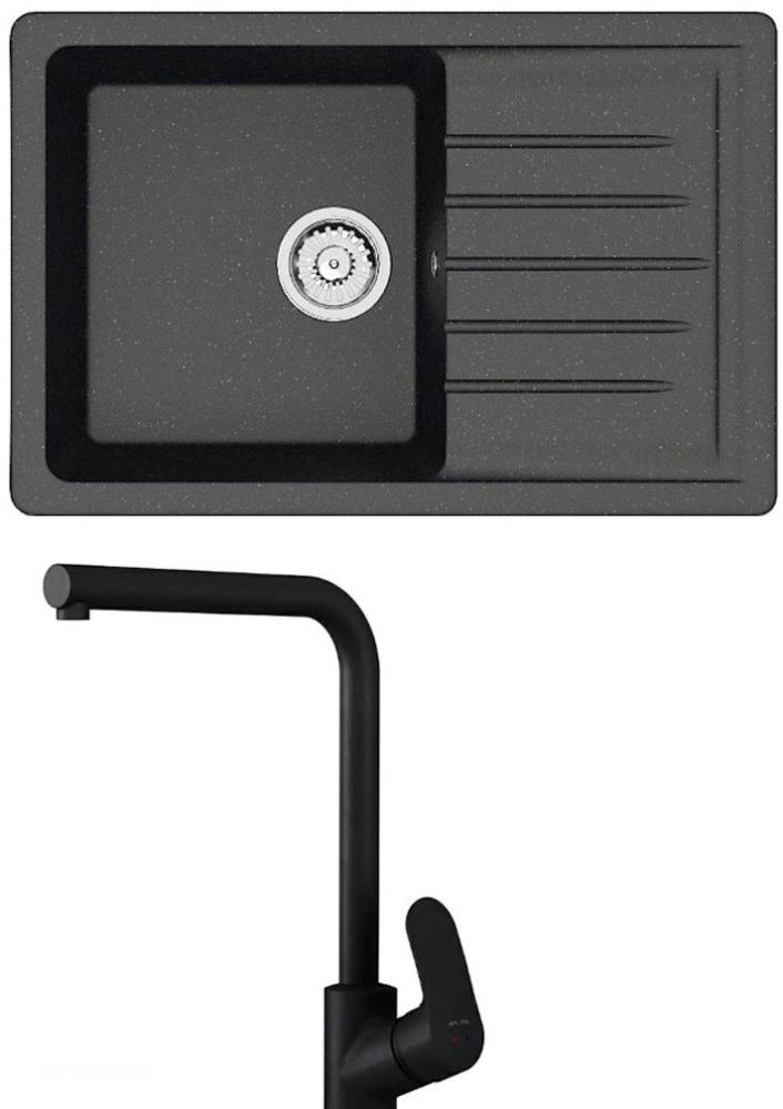 Кухонная мойка Berge BR-7602 + Like F8005022 (черный)- фото