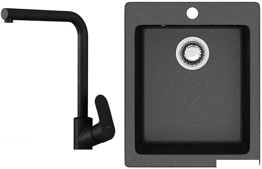 Кухонная мойка Berge BR-4200 + Like F8005022 (черный)- фото