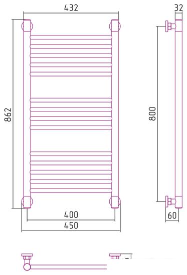Полотенцесушитель Сунержа Богема+ прямая 800х400 30-0220-8040- фото3