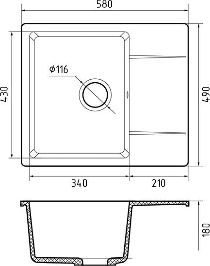Кухонная мойка GranFest QUARZ GF-UR-258L (темно-серый)- фото3