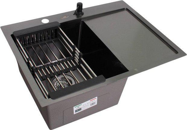 Кухонная мойка Wisent WS-36550B-L/GER013 (с сифоном, дозатором и коландером)