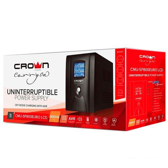 Источник бесперебойного питания CrownMicro CMU-SP800 Euro LCD- фото4