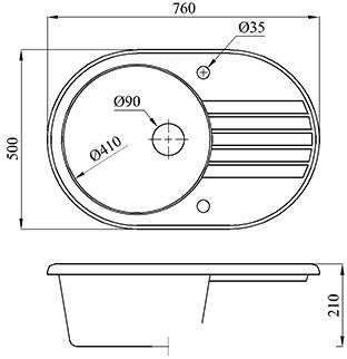Кухонная мойка БелЭворс Rondo R (черный)- фото2