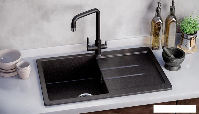 Кухонная мойка Ulgran U-507 (ультра-черный)- фото2