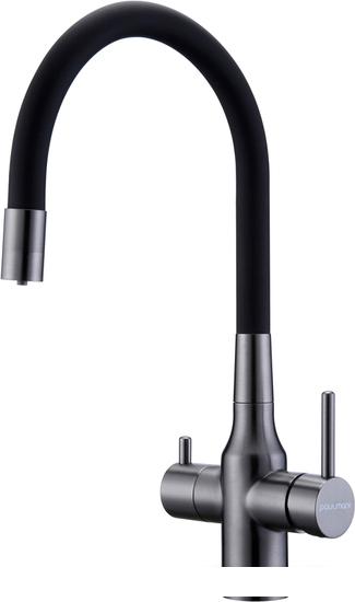 Смеситель Paulmark Salix Sa213419-GM (черный/вороненая сталь)- фото