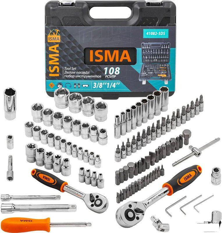 Набор трещотка с головками и битами ISMA ISMA-41082-5DS (108 предметов)- фото