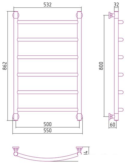 Полотенцесушитель Сунержа Галант+ 800х500 032-0200-8050- фото3