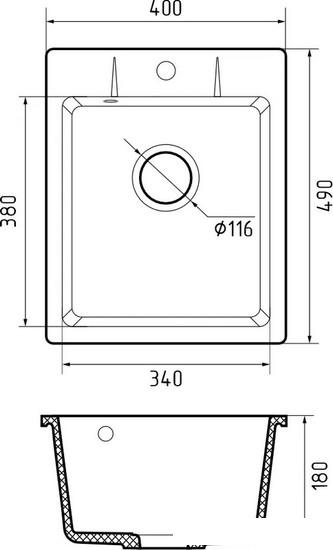 Кухонная мойка GranFest QUARZ GF-UR-240 (черный)- фото4