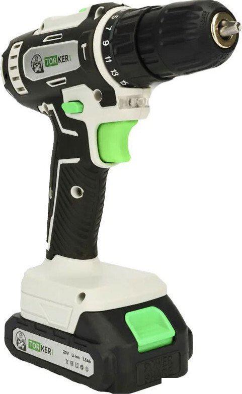 Ударная дрель-шуруповерт Torker MA20-2 (с 2-мя АКБ, кейс, оснастка)
