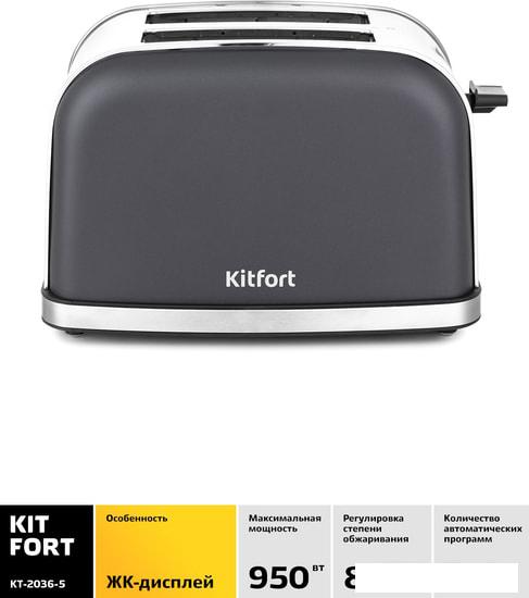 Тостер Kitfort KT-2036-5 (графит)- фото2