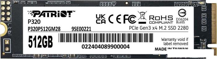 SSD Patriot P320 512GB P320P512GM28- фото