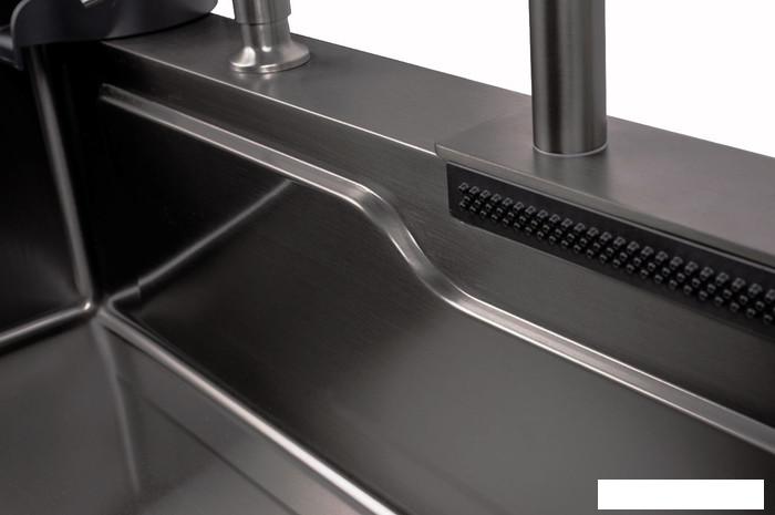 Кухонная мойка ARFEKA AF 750*460 Black PVD Nano- фото4