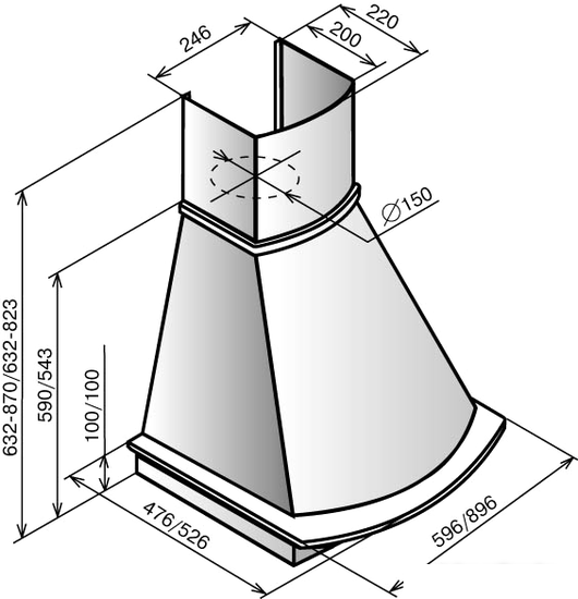 Кухонная вытяжка Elikor Ротонда 60П-650-П3Л (бежевый/дуб коричневый)- фото2
