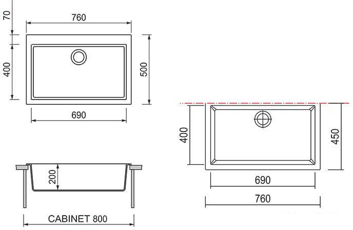 Кухонная мойка Longran Cube CUG 760.500 (sabbia/58)- фото3