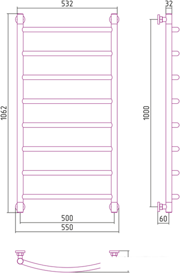 Полотенцесушитель Сунержа Галант+ 1000x500 00-0200-1050- фото3