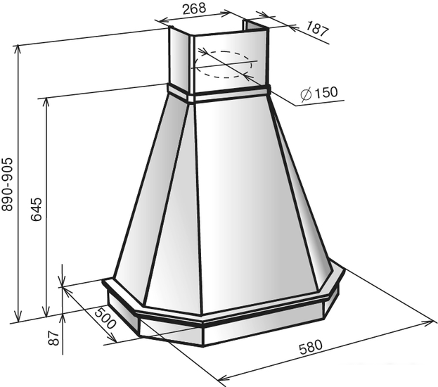 Кухонная вытяжка Elikor Камин Грань 60П-650-П3Л (бежевый/дуб коричневый)- фото2