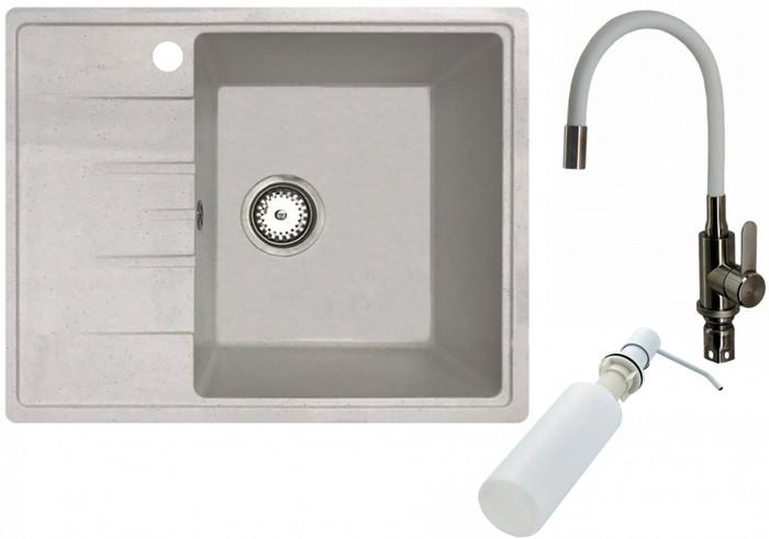 Кухонная мойка БелЭворс Mila R + смеситель W74004-3 + дозатор L405H (белый)