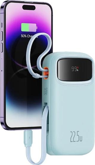 Внешний аккумулятор Baseus Qpow2 Dual-Cable Digital Display Fast Charge Power Bank 22.5W 20000mAh (голубой)- фото3
