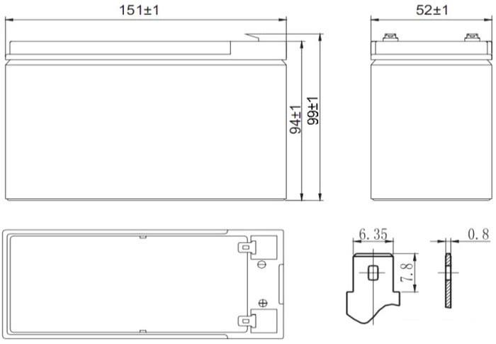 Аккумулятор для ИБП Delta HR 12-24W (12В/6 А·ч)- фото2
