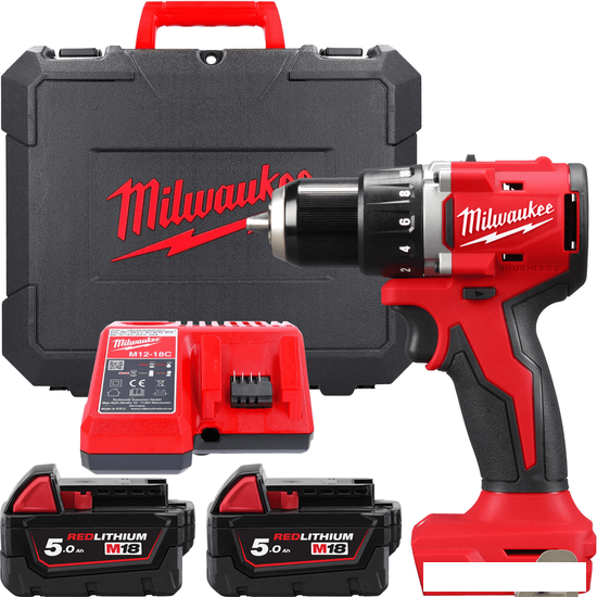 Дрель-шуруповерт Milwaukee M18 M18BLDDRC-502C 4933492835 (с 2-мя АКБ 5 Ач, кейс)- фото