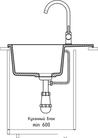 Кухонная мойка GranFest QUARZ GF-UR-658L (темно-серый)- фото3