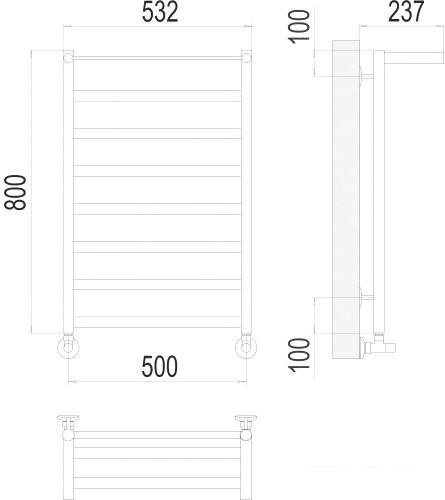 Полотенцесушитель TERMINUS Хендрикс П8 500x800 нп (хром)- фото2
