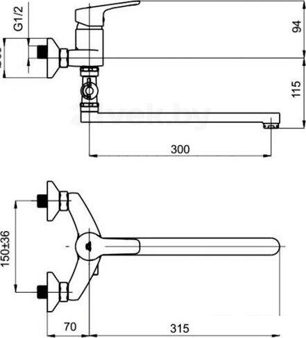 Смеситель Rubineta Uno-12/C [N2CD01]- фото2