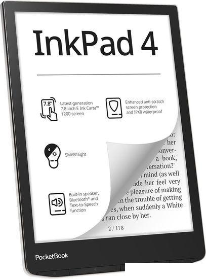 Электронная книга PocketBook 743G InkPad 4 (черный/серебристый)- фото2