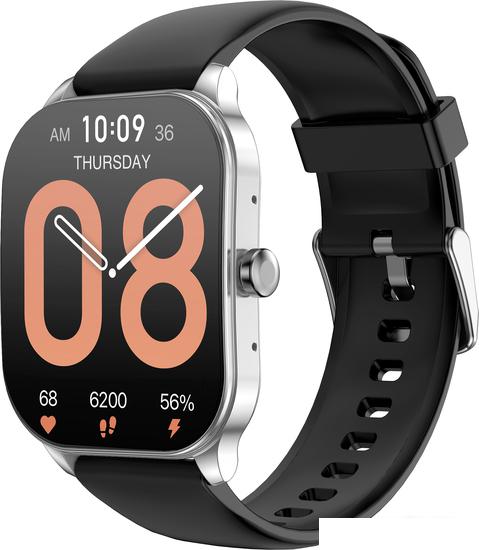 Умные часы Amazfit Pop 3S (серебристый, с силиконовым ремешком)- фото