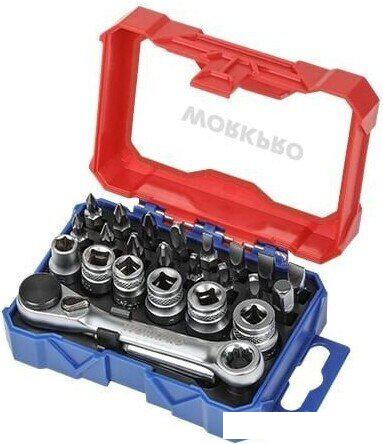 Набор трещотка с головками и битами Workpro WP200535 (24 предмета)