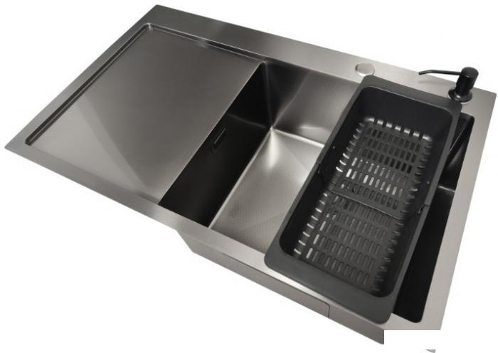 Кухонная мойка Stellar Decor S6550NB-R-D (нано черный)- фото2