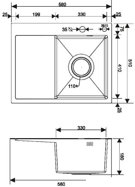 Кухонная мойка РМС MRK-5851R (с дозатором)- фото4