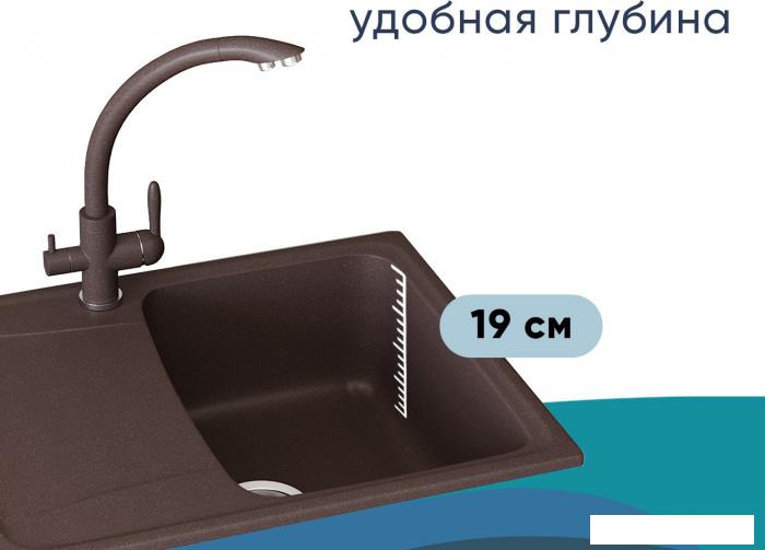 Кухонная мойка Ulgran U-201 (345 шоколад)- фото3
