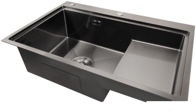 Кухонная мойка Stellar S7550NB-TU-L (нано черный, с доской)- фото4