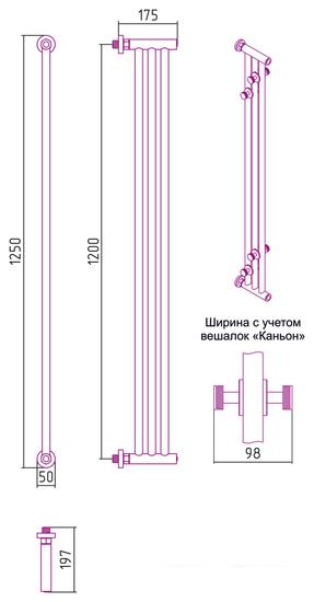 Полотенцесушитель Сунержа Хорда ПП 1200х195 31-4124-1200- фото3