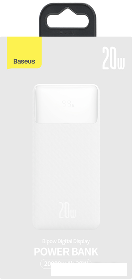 Внешний аккумулятор Baseus Bipow Fast Charge Power Bank 20W 20000mAh (белый)- фото2
