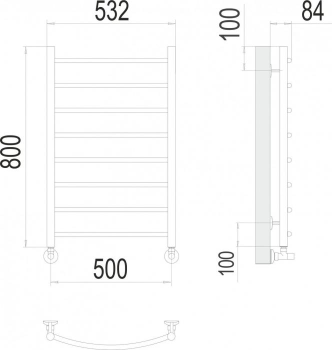 Полотенцесушитель TERMINUS Классик П8 500x800 (золото матовое)- фото2
