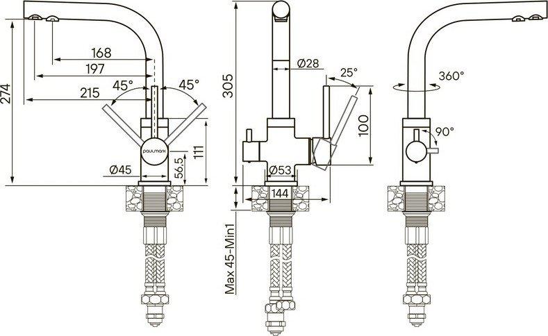 Смеситель Paulmark Essen ES213011-GRS (серый/серый дым)- фото2